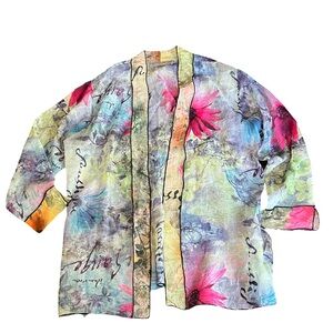 Vintage Sheer Open Front Watercolor Cardigan